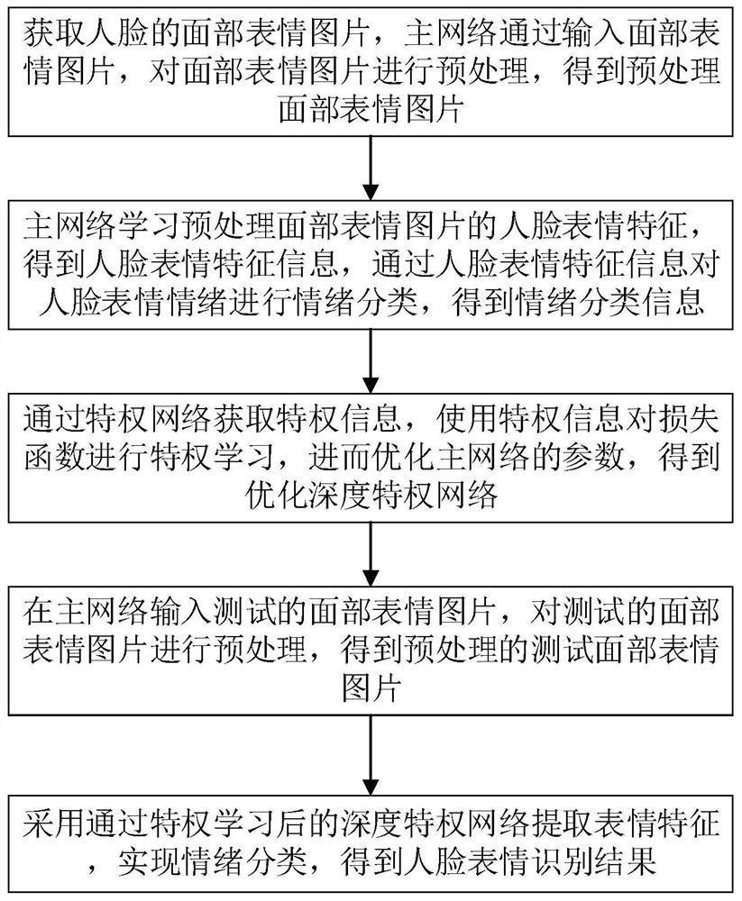 Facial expression recognition method and system based on deep privileged network