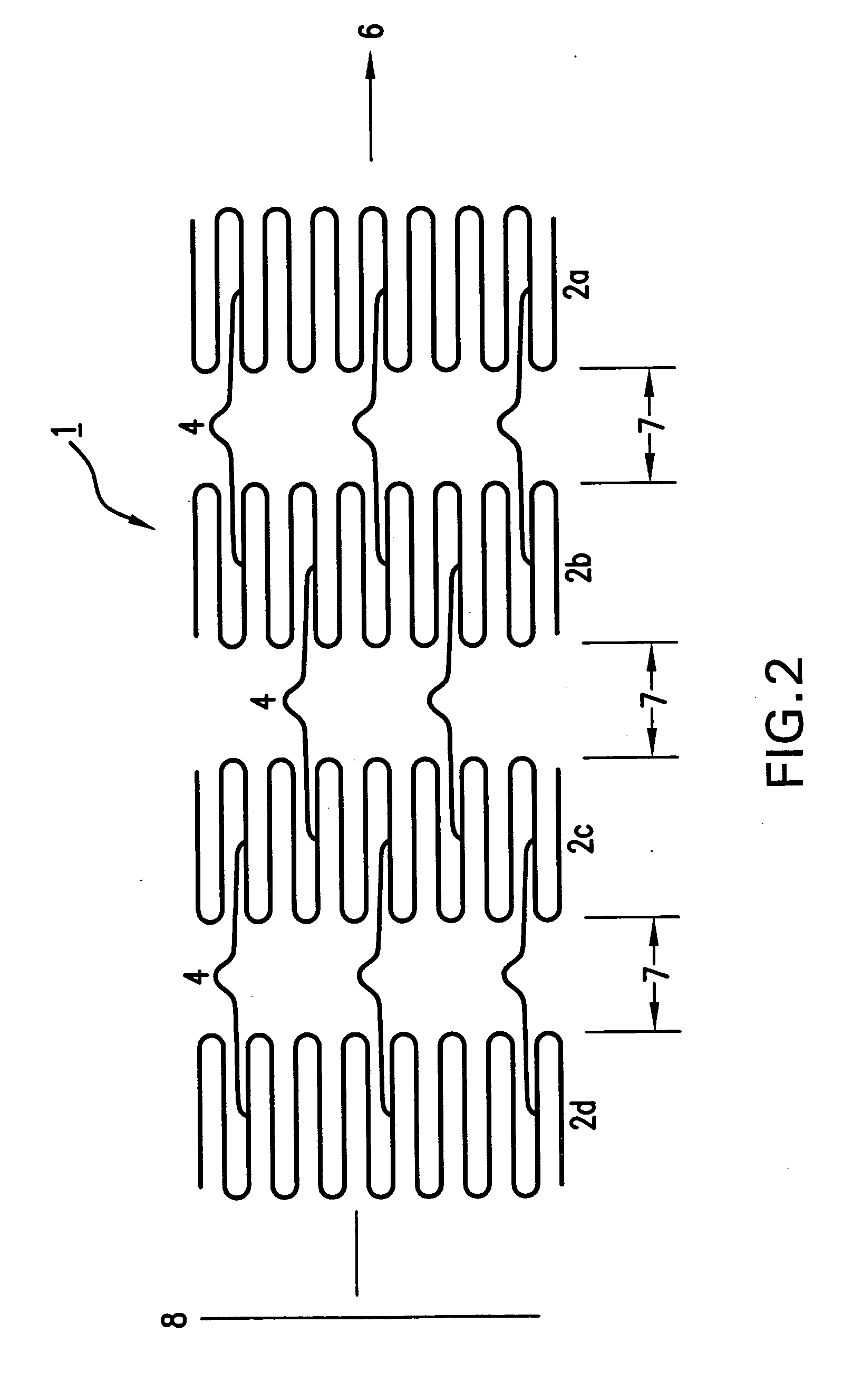 Stent with increased longitudinal flexibility and scaffolding