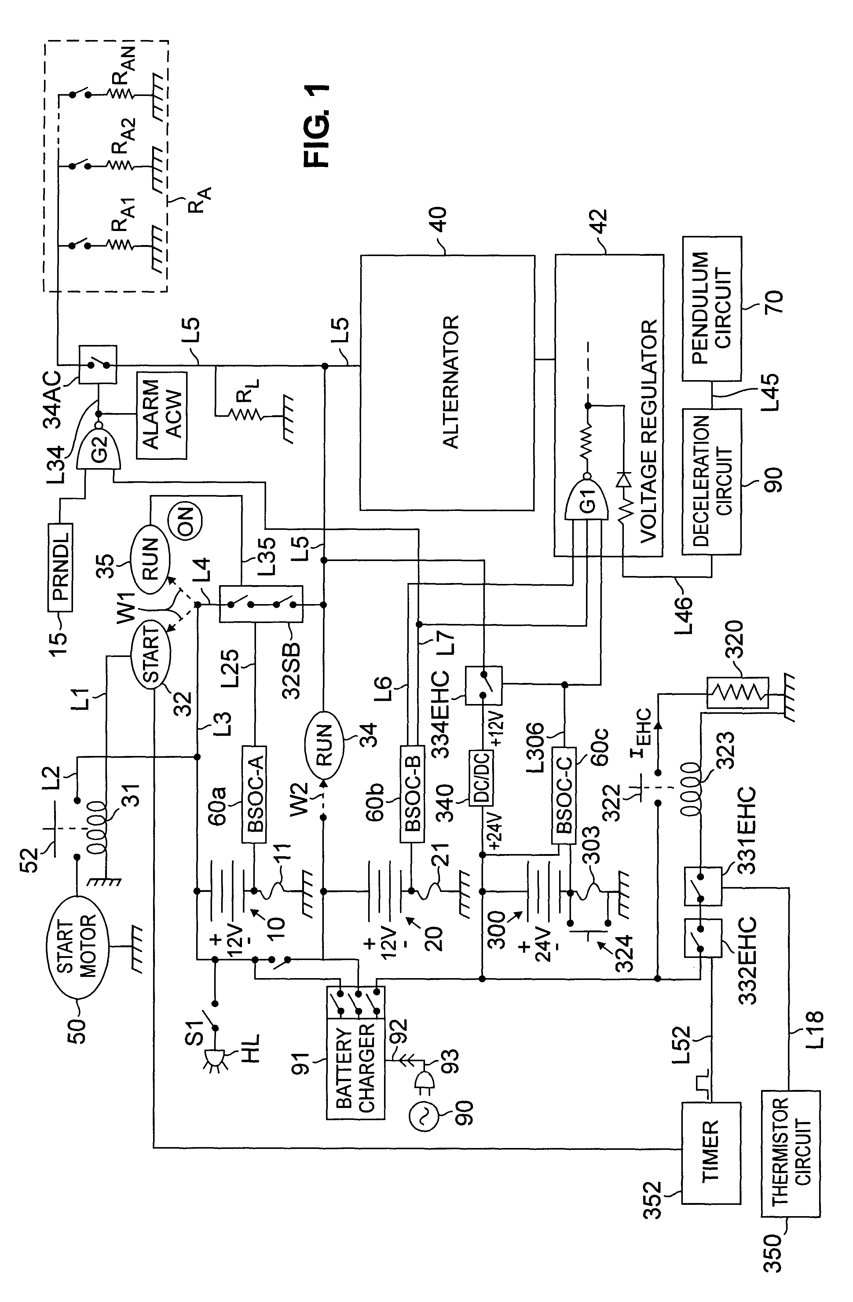 Multi-battery fuel saving and emission reduction system for automotive vehicles