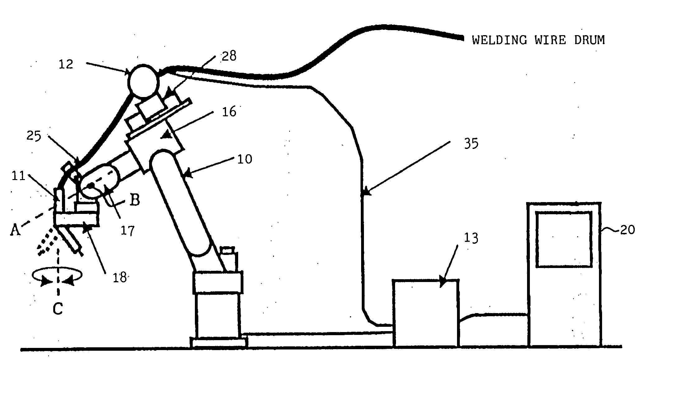 Torch cale accommodating structure of arc welding robot