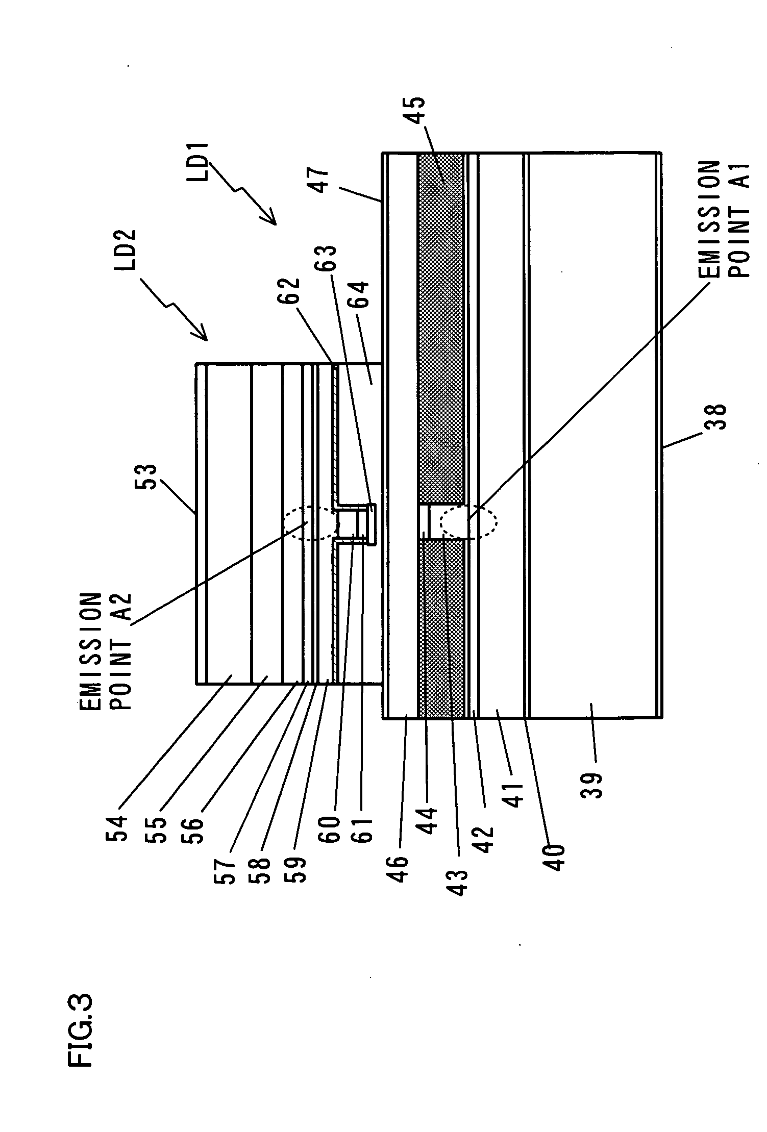 Two wavelength laser module and optical pickup device