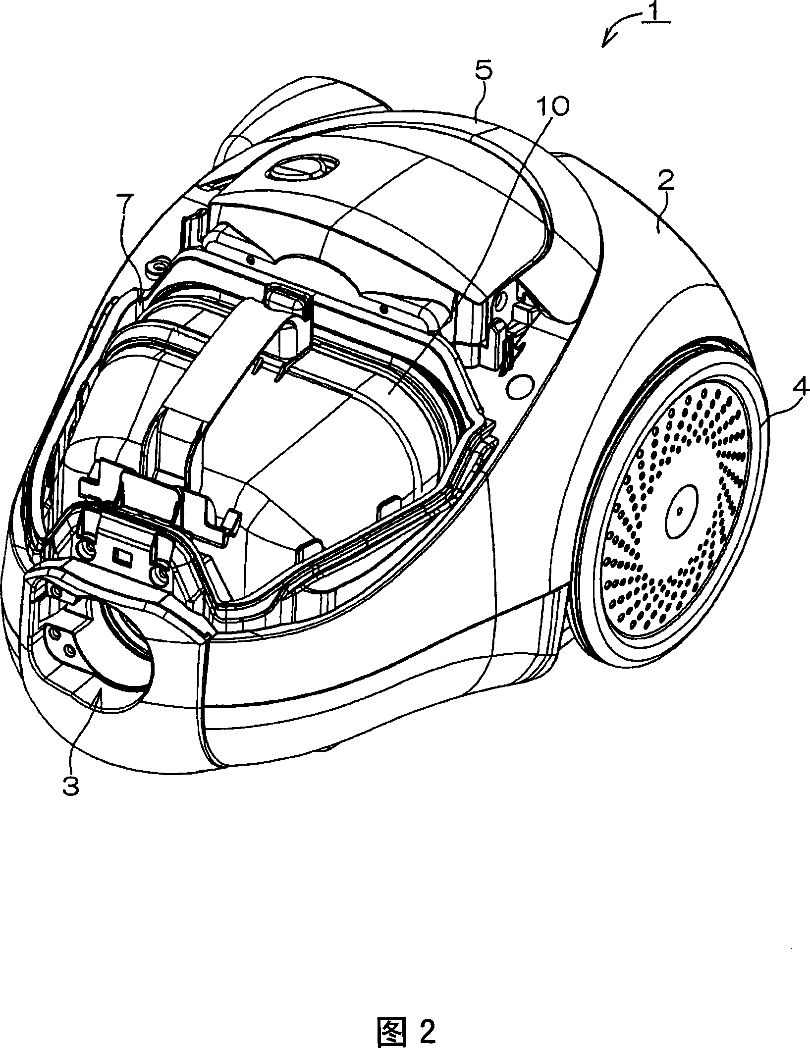 Dust collecting container for electric vacuum cleaner