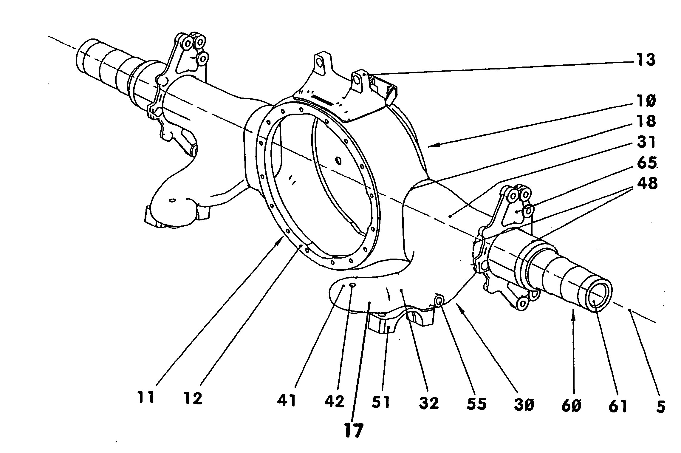 Rigid axle with integrated spring brackets for use on a vehicle