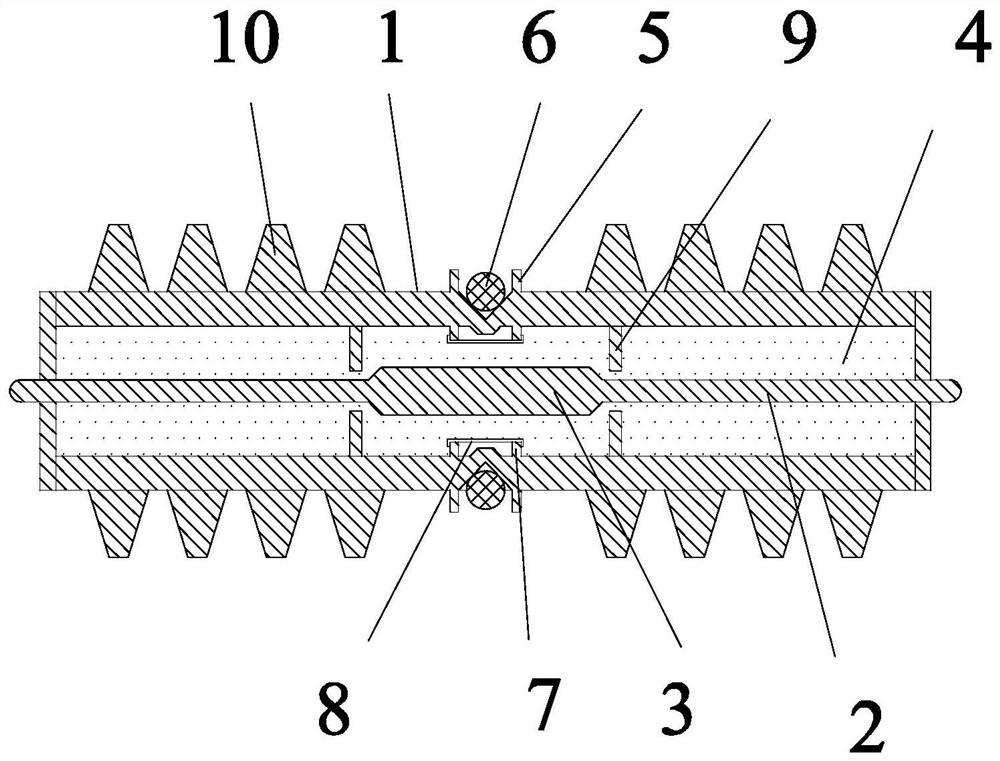 External breaking prevention line connector porcelain tube