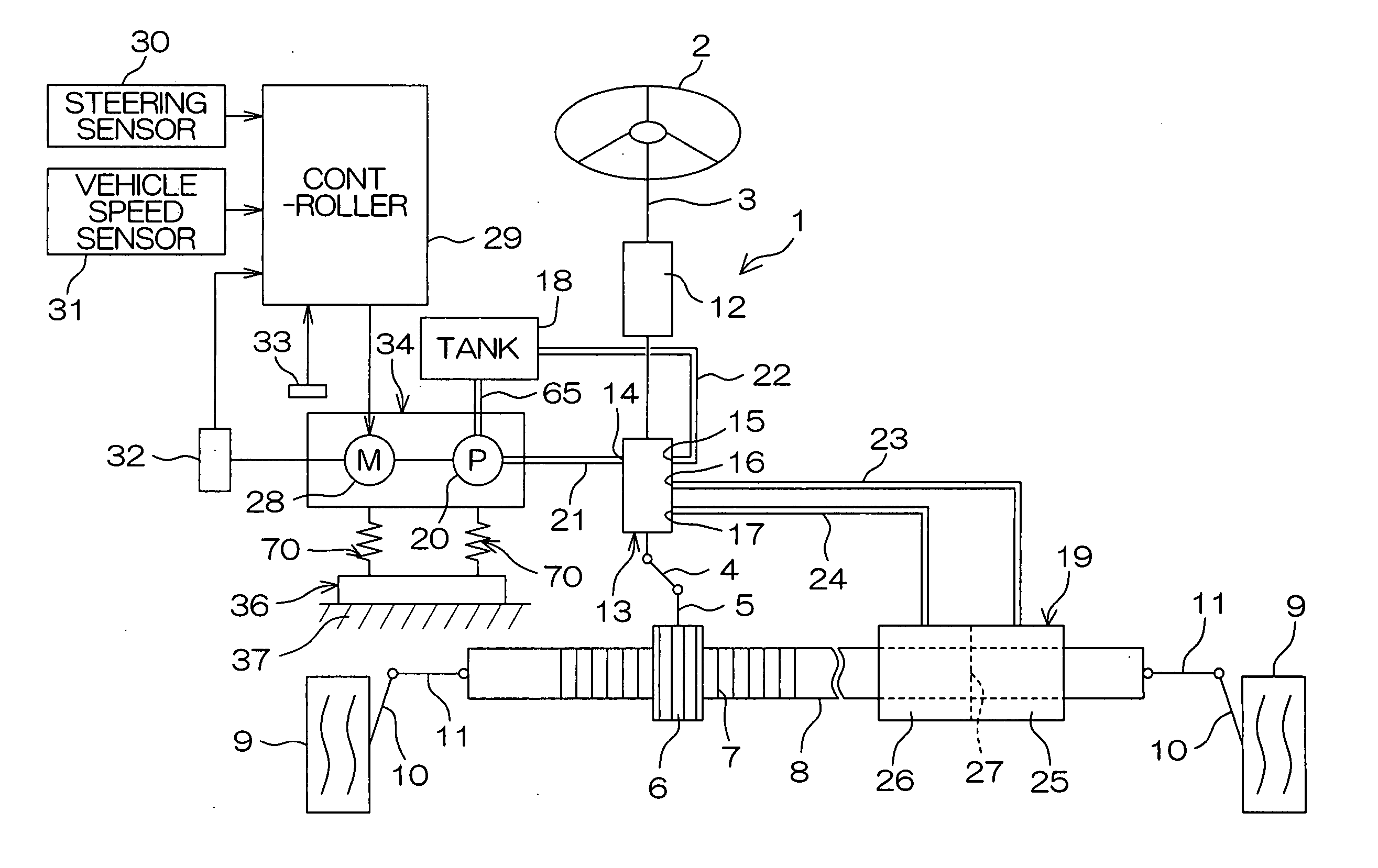 Elastic support device and power steering device