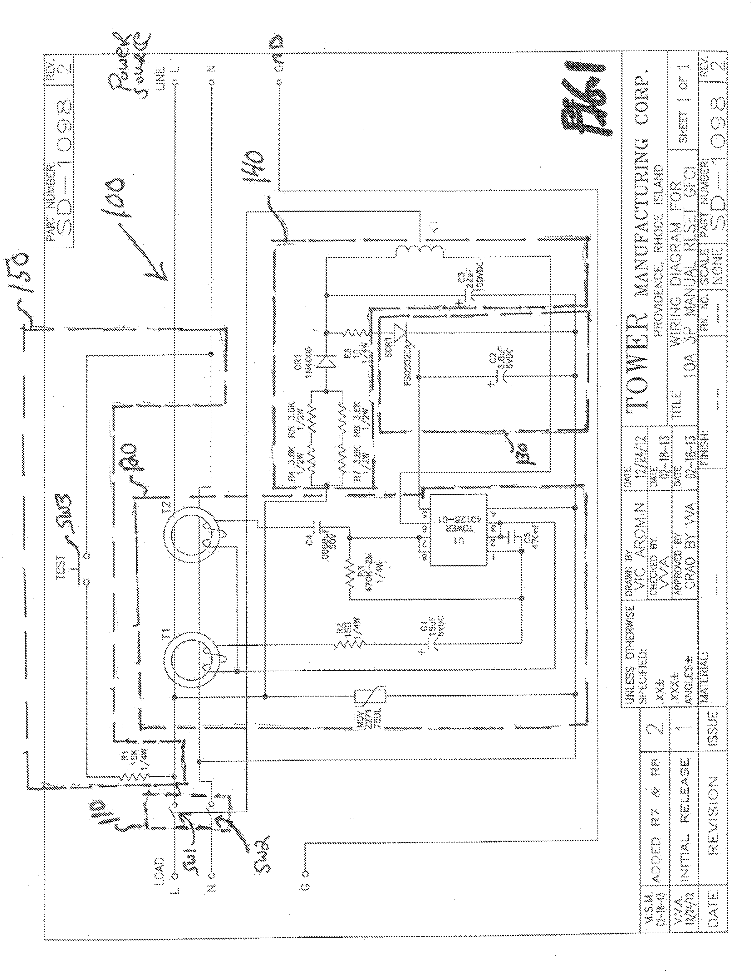 Manual reset ground fault circuit interruptor (GFCI) with a quick connect load input