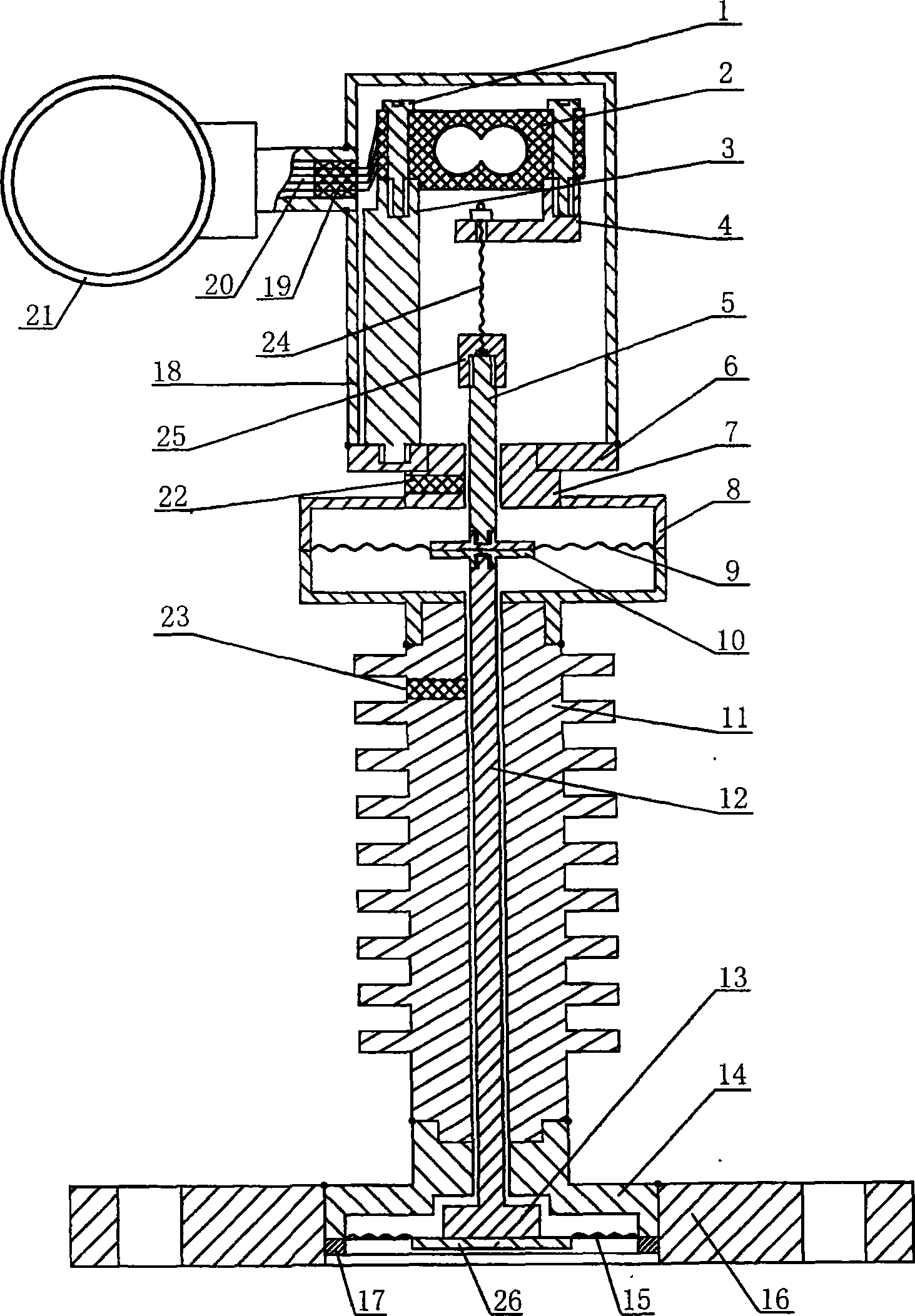 Pressure sensor/converter for converting force to pressure