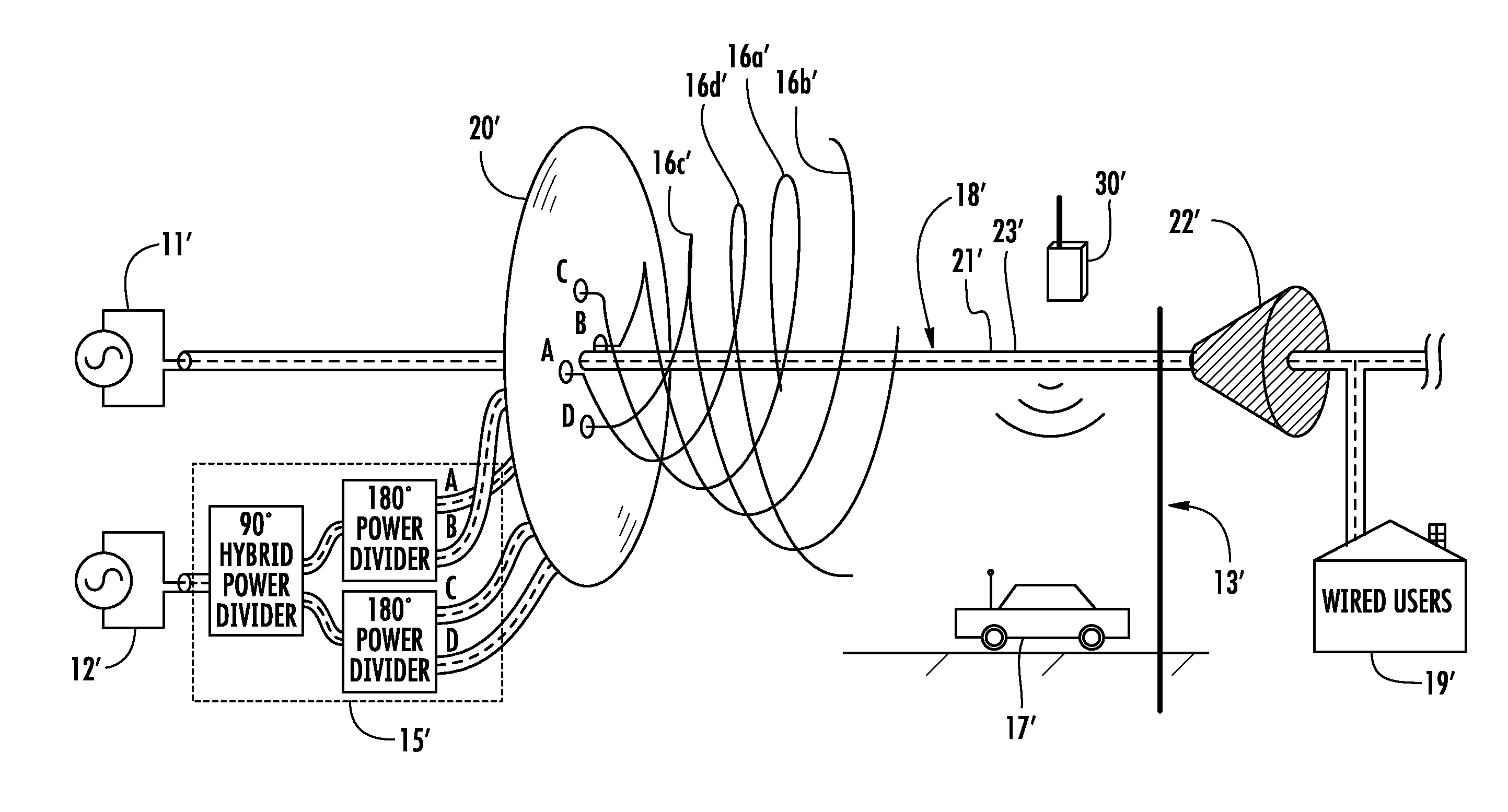 Microcellular communications antenna and associated methods