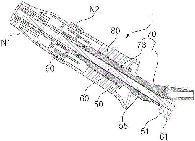 The multi-function switch assembly at the bottom left side of the steering wheel