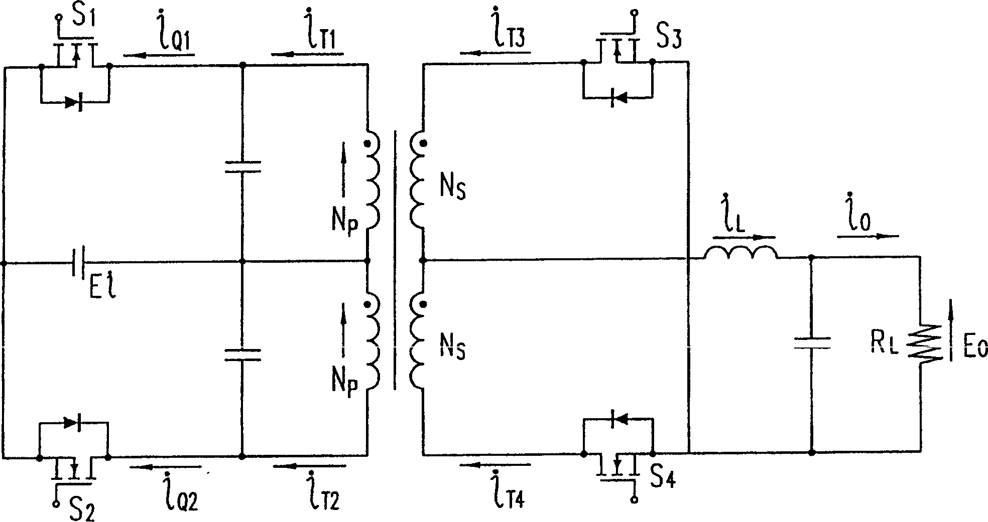 Push-pull converter and method for power supply device and uninterrupted power supply system