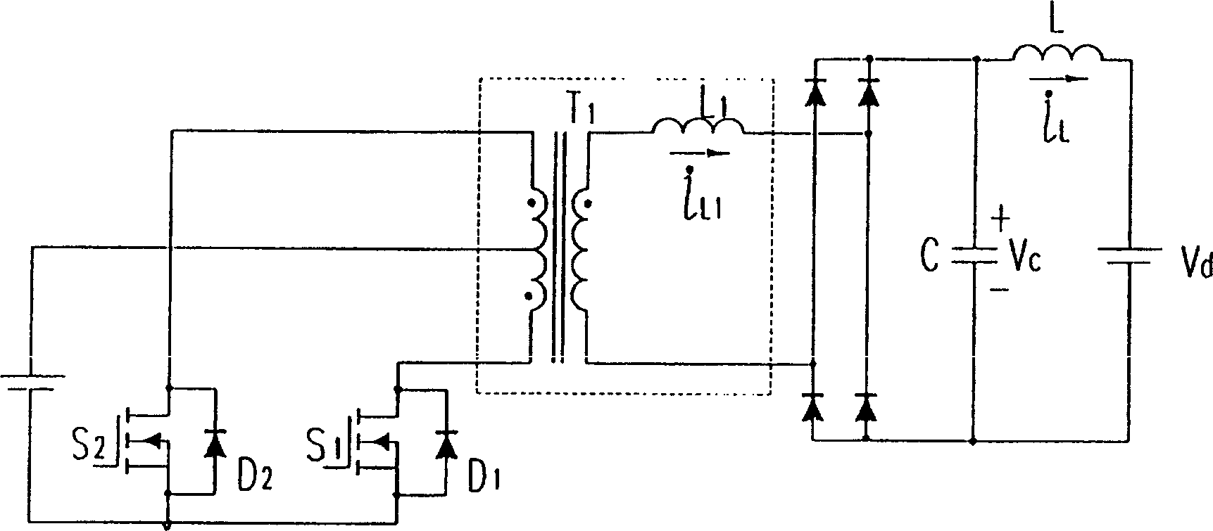 Push-pull converter and method for power supply device and uninterrupted power supply system