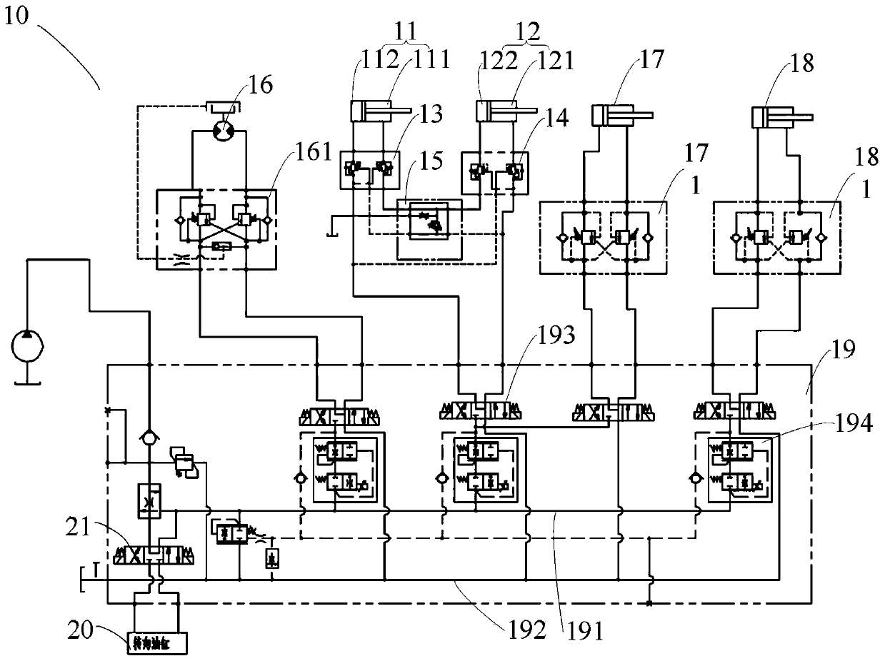 Crank arm type aerial work vehicle hydraulic system