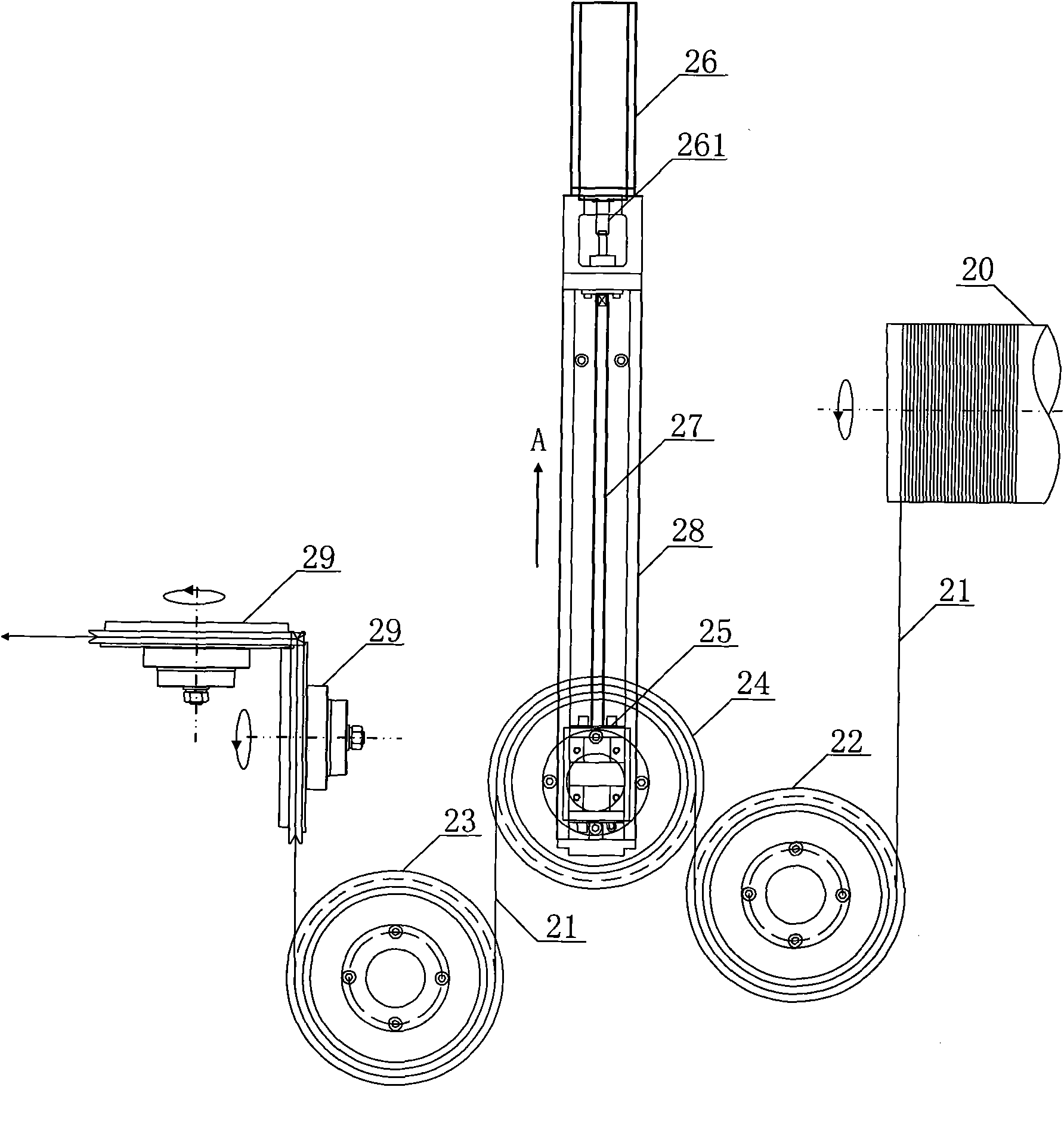 Tension adjusting mechanism of diamond wire extracting machine