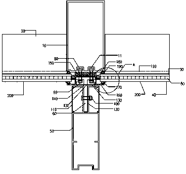 Connecting structure of soundproof glass curtain wall aluminum alloy and decorative strip