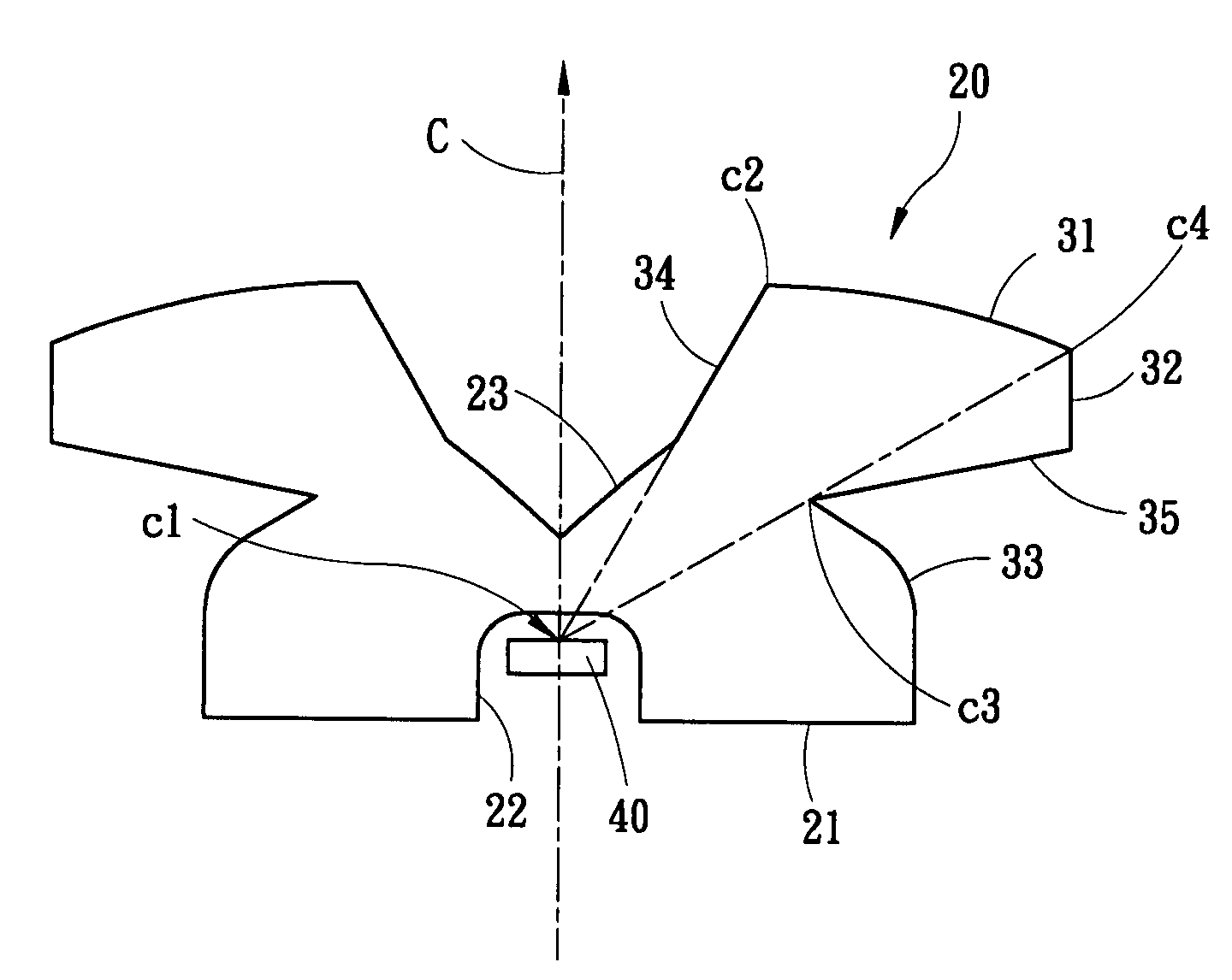 Side emitting LED and lens