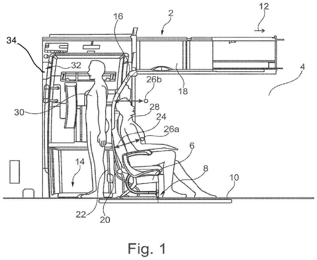 Partition wall module for a cabin of a vehicle for an optical and mechanical separation of different cabin regions