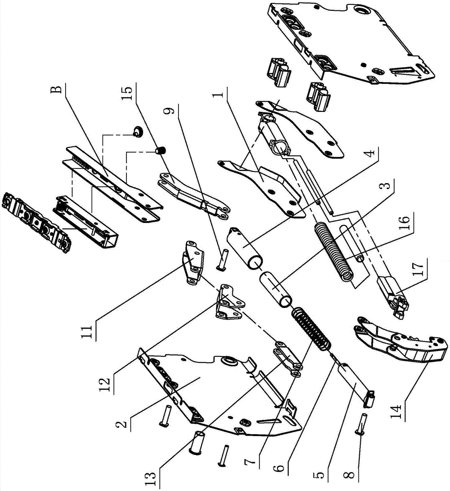 A turn-over linkage damping mechanism for furniture