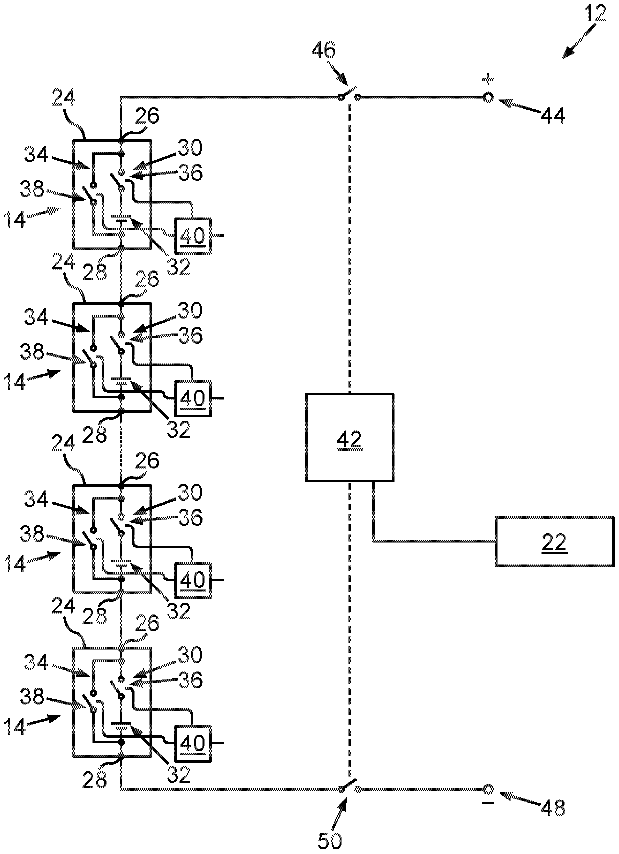 Dynamically disconnectable battery system for motor vehicle and method for operating dynamically disconnectable battery system