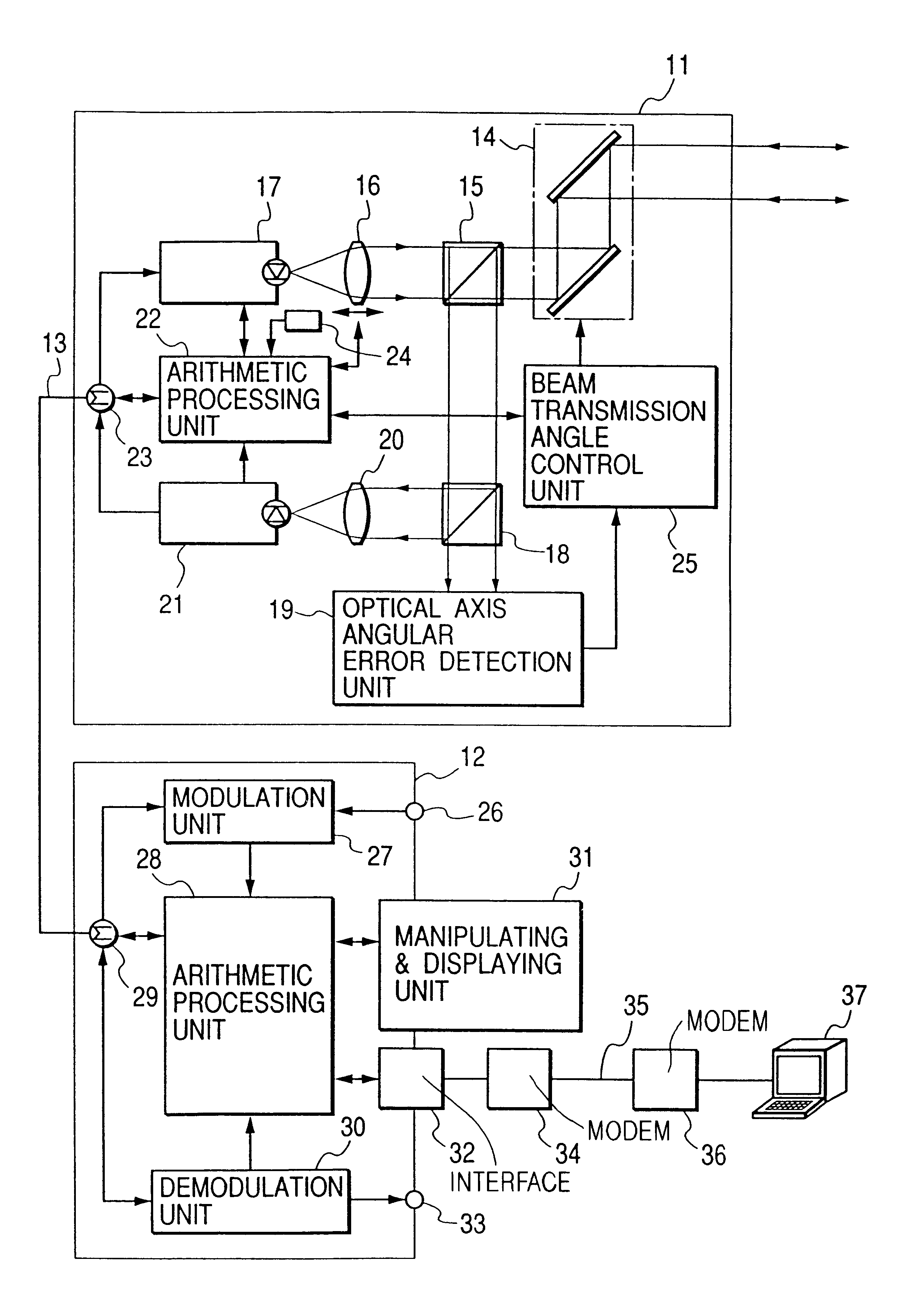 Optical space communication apparatus