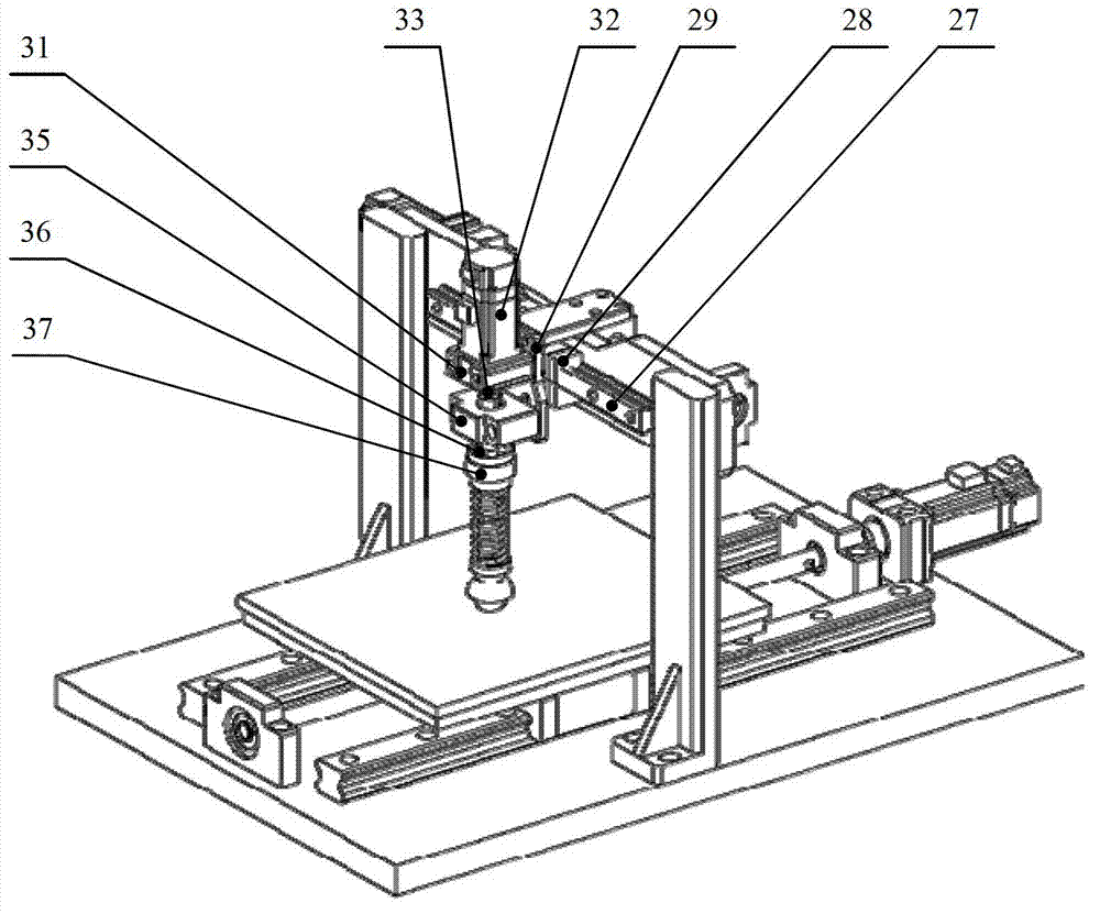 Testing device for vertical and continuous loading at optional position of numerical control moving table