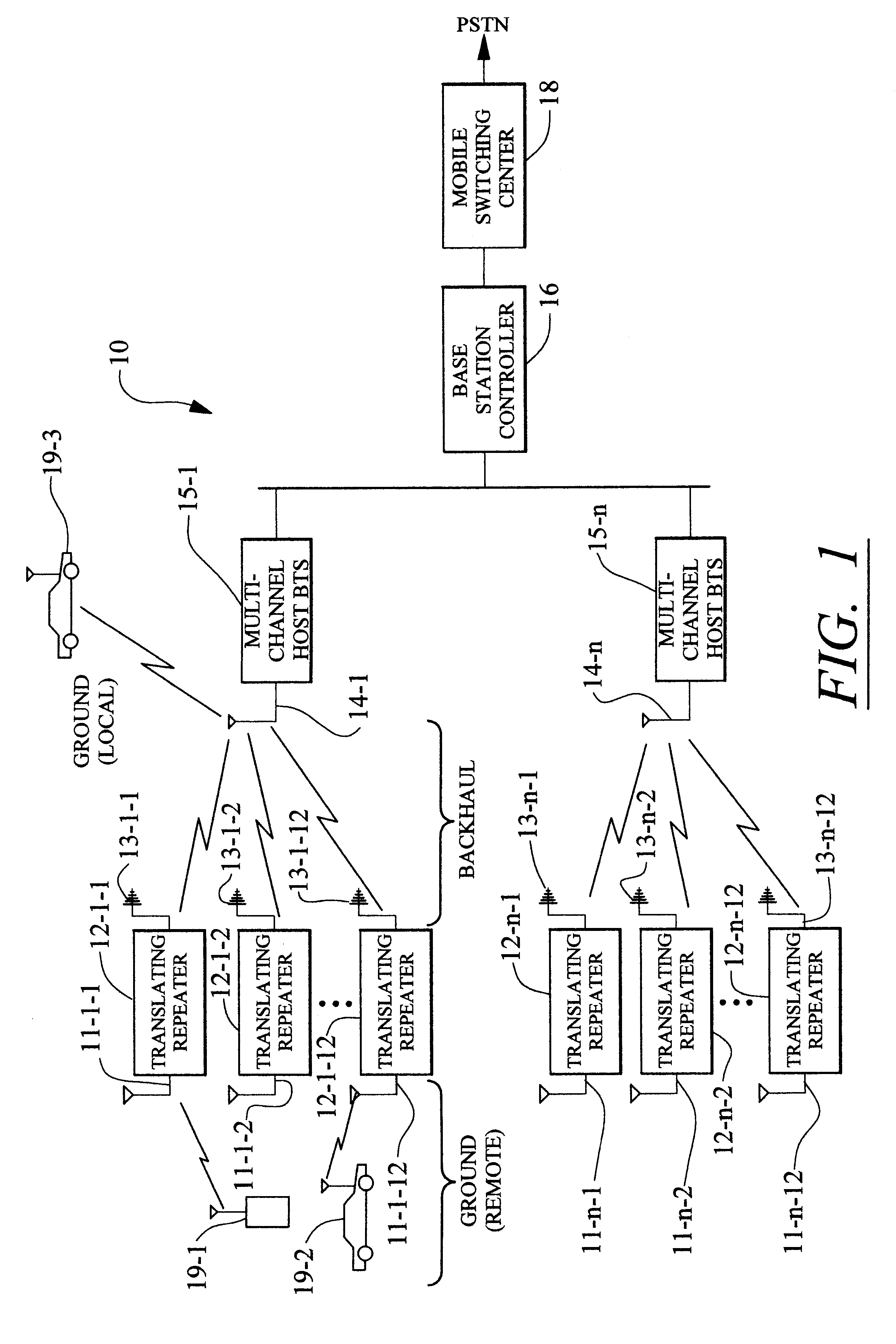 Frequency re-use planning for wireless communications system using wireless translating repeaters