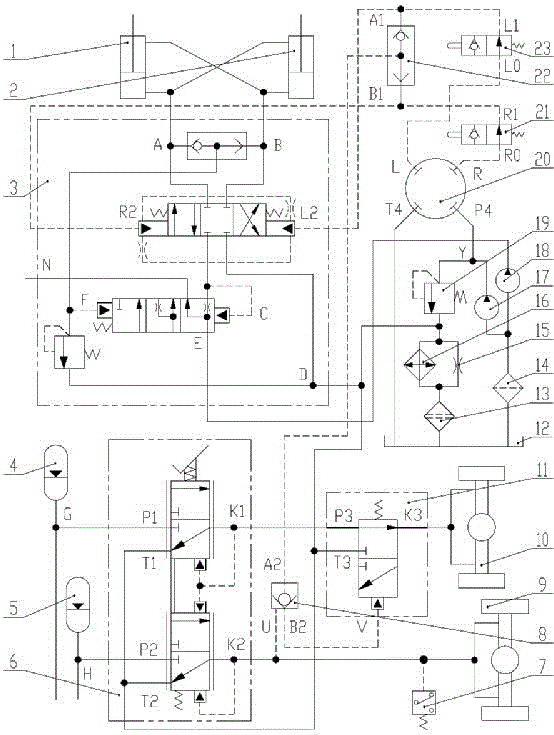 A Construction Machinery Brake Steering System