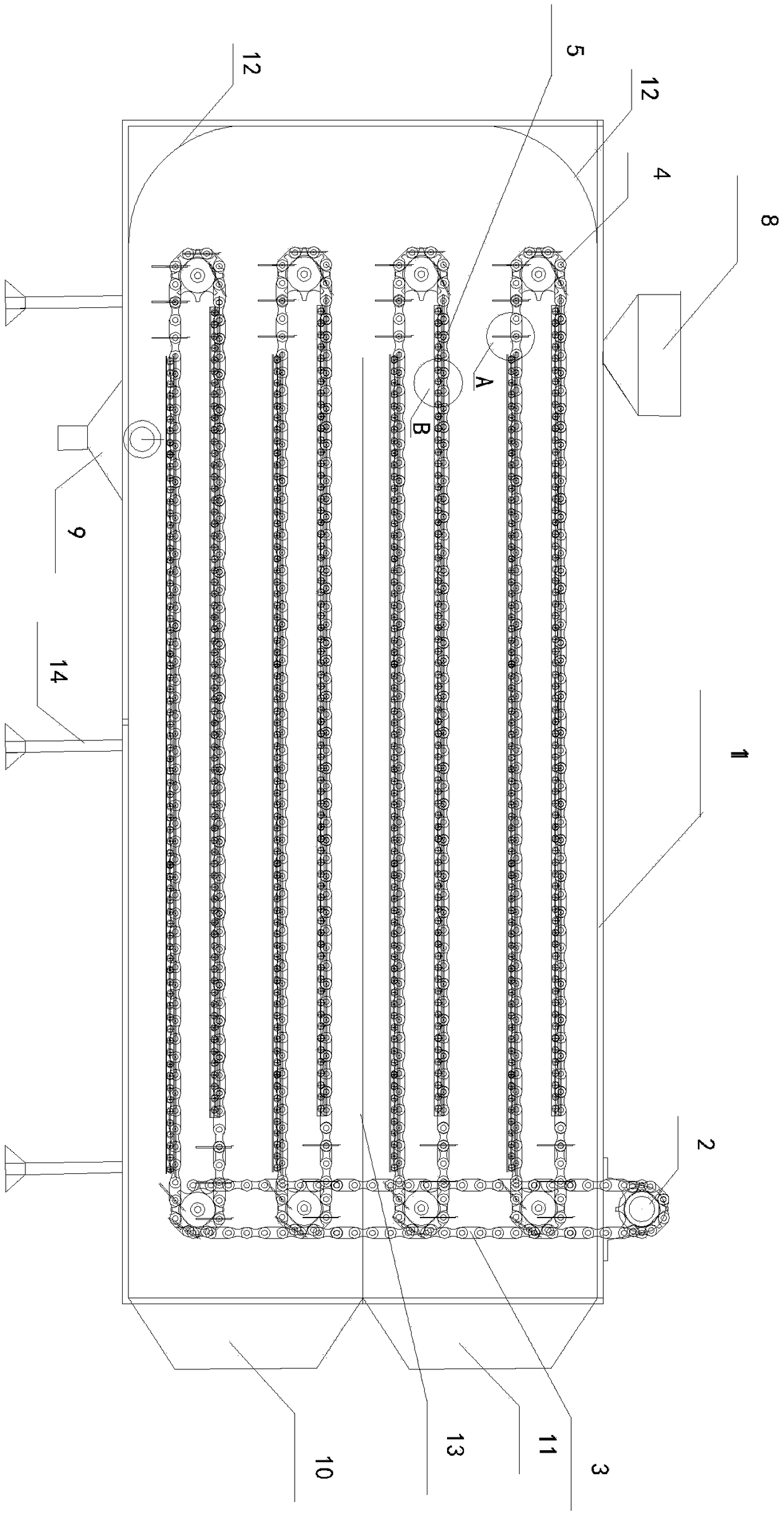 Grain drying machine with multiple layers of overturning plates