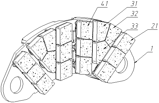 A powder metallurgy brake pad for a train