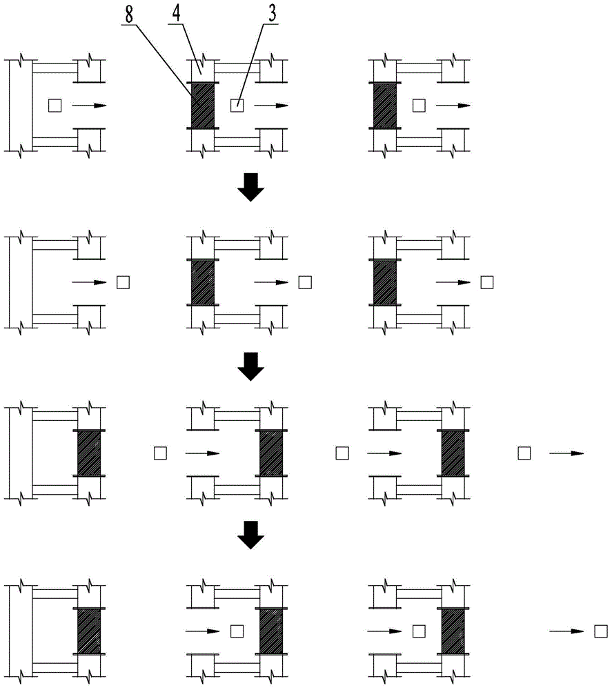 The support structure and construction method used in the sliding construction of arch rib roof truss