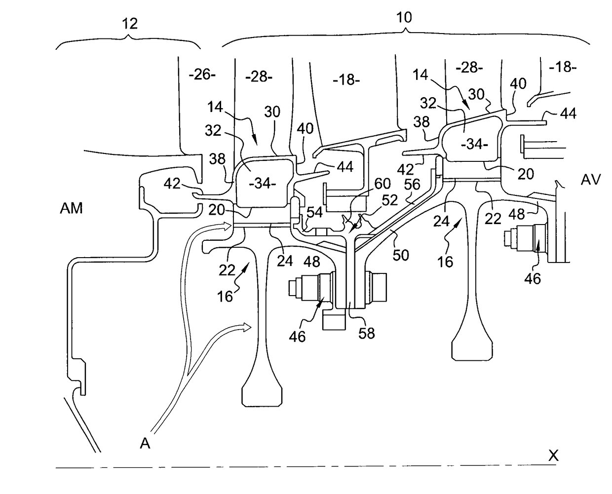 Rotating assembly for a turbomachine