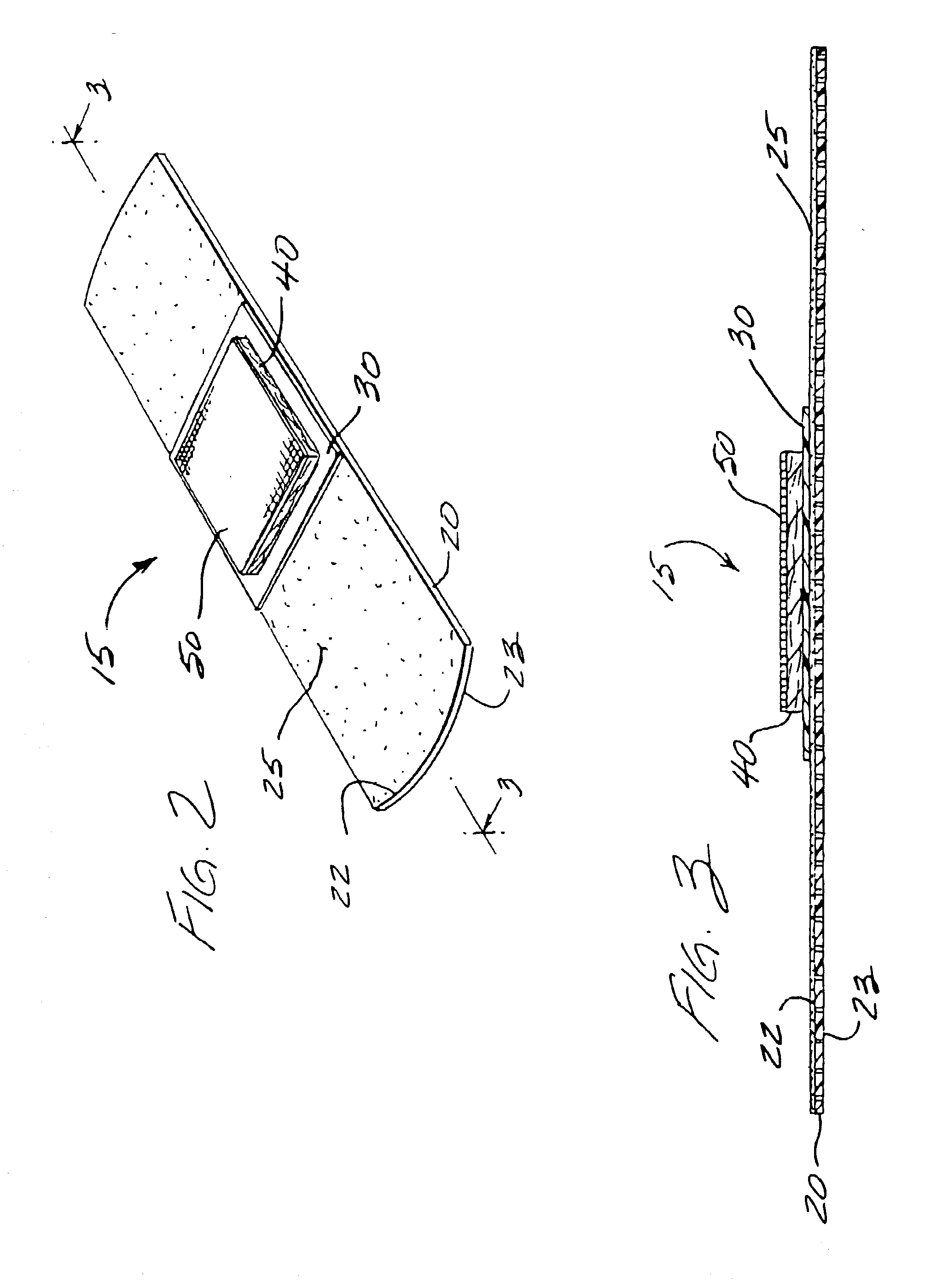 Adhesive bandage having a selectively placed layer