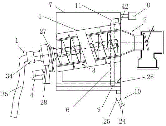 A vacuum suction type screw extrusion solid-liquid separation system