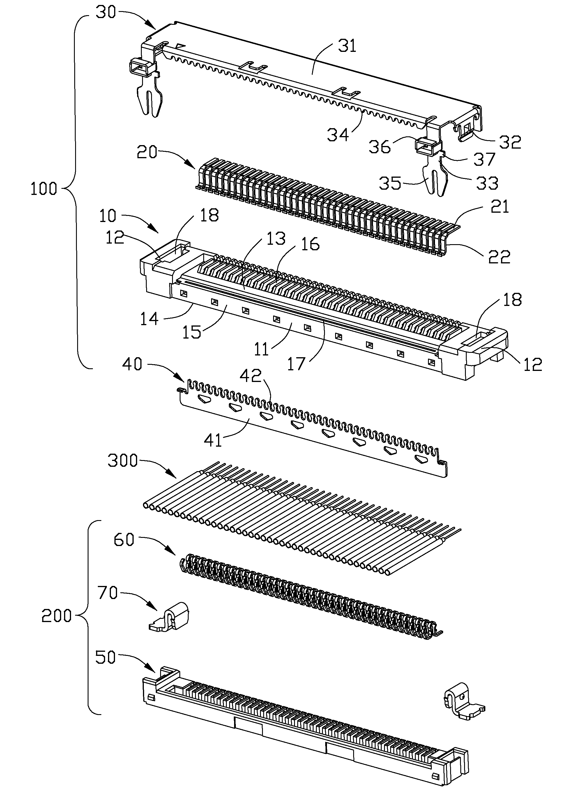 Cable assembly having hold-down arrangement