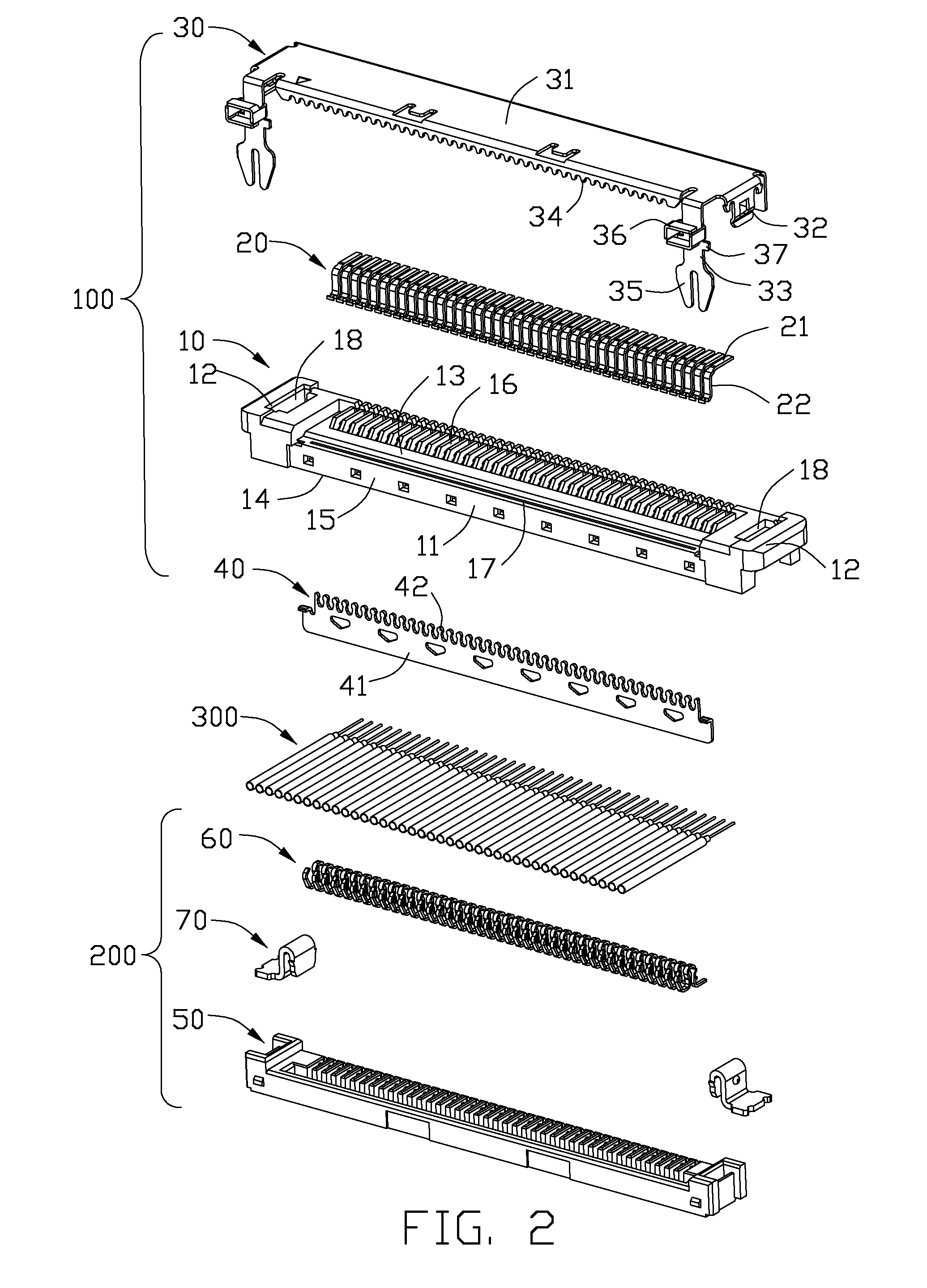 Cable assembly having hold-down arrangement