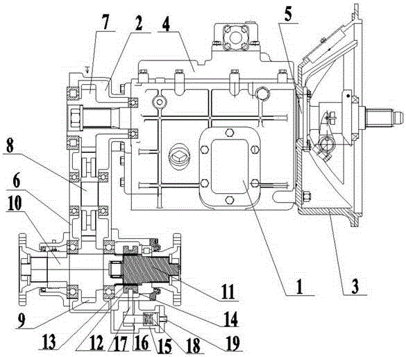 Multi-functional coaxial multi-head output rear transfer case