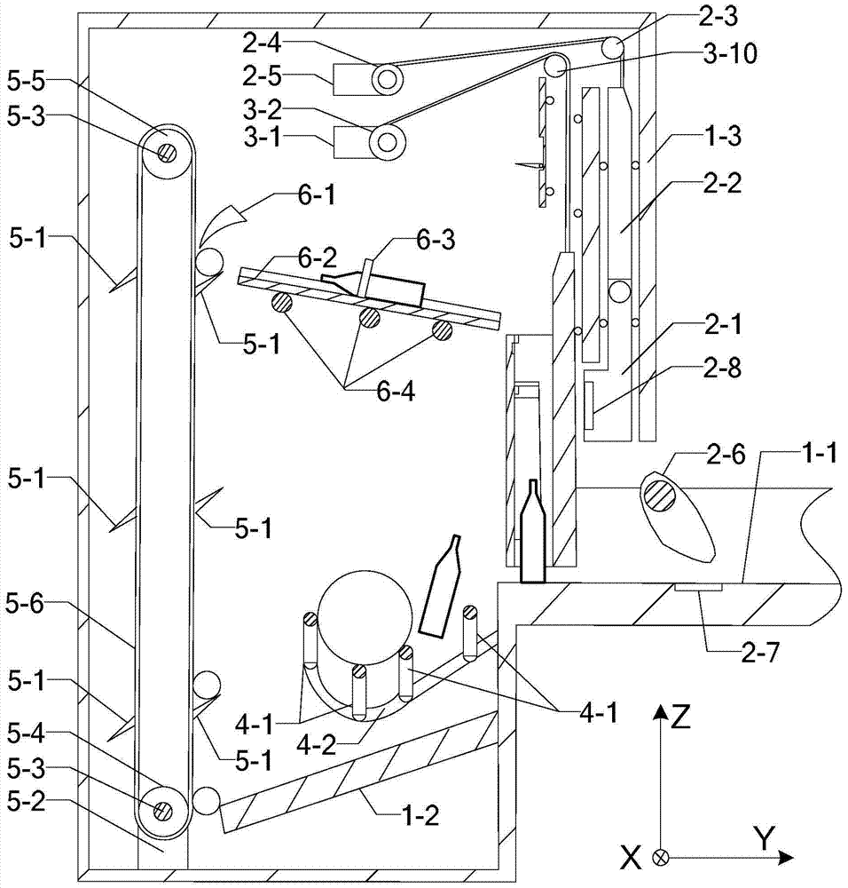 A processing mechanism for single-row bowling pins