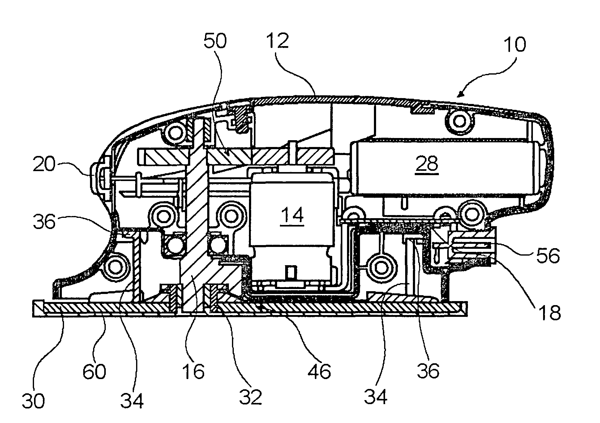 Hand-guided sander, sander cradle, and sander housing