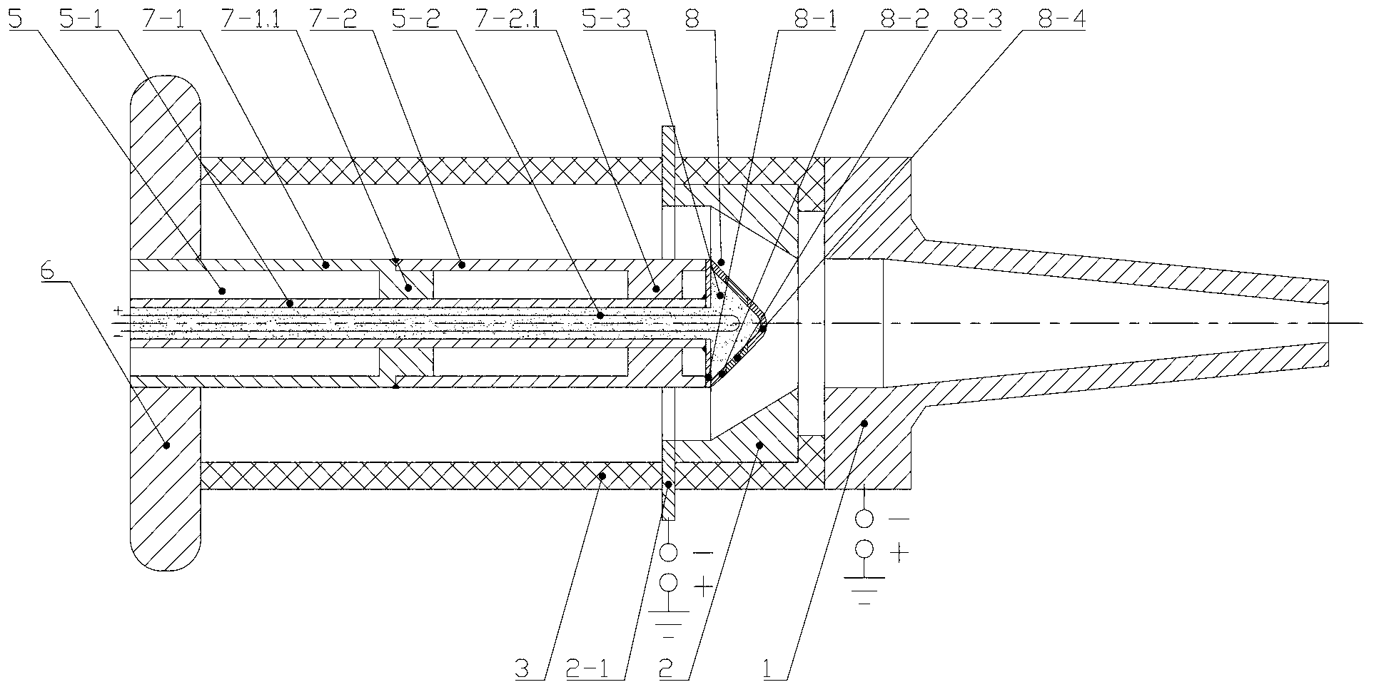 Dual-anode magnetic control electronic gun with adjustable cathode