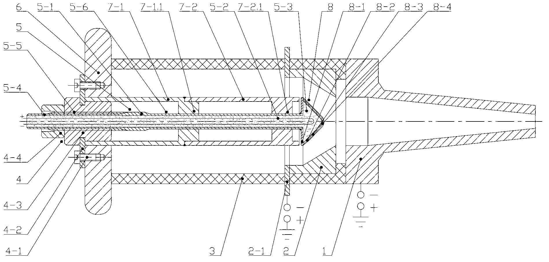 Dual-anode magnetic control electronic gun with adjustable cathode