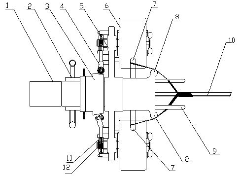 Eccentric winding mechanism of glass fiber covered wires