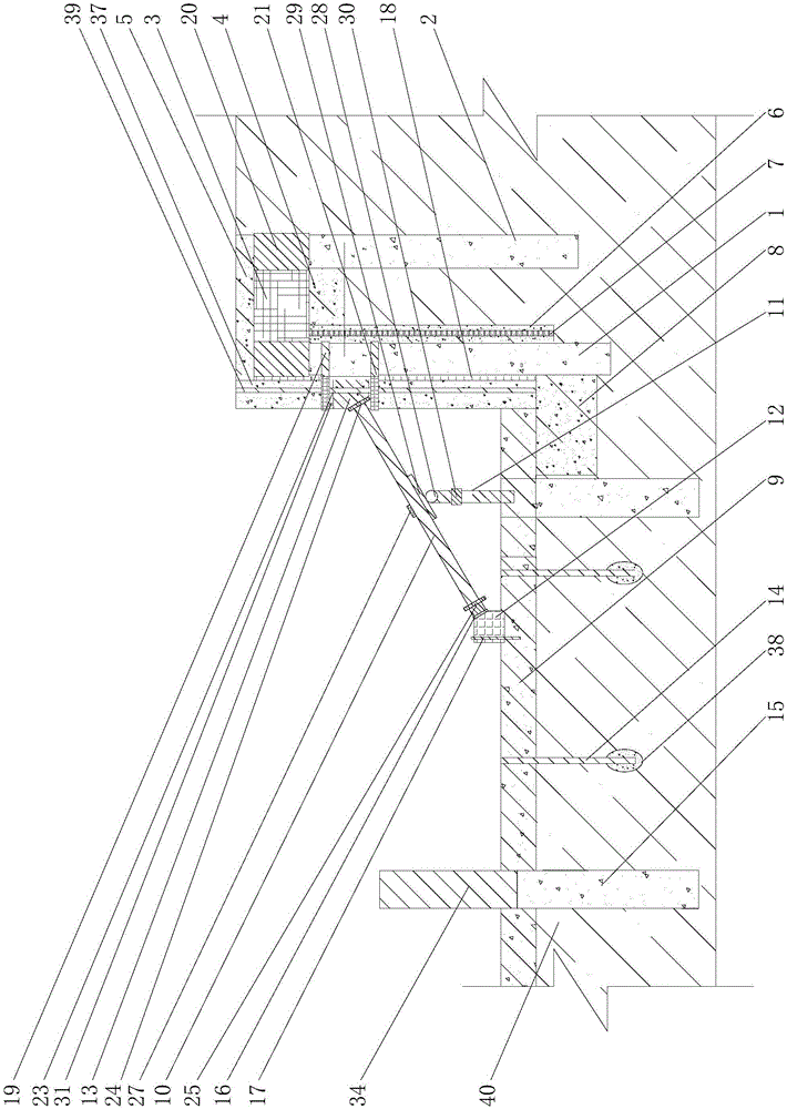 Double row pile and diagonal brace combined soft soil deep foundation pit supporting structure and construction method