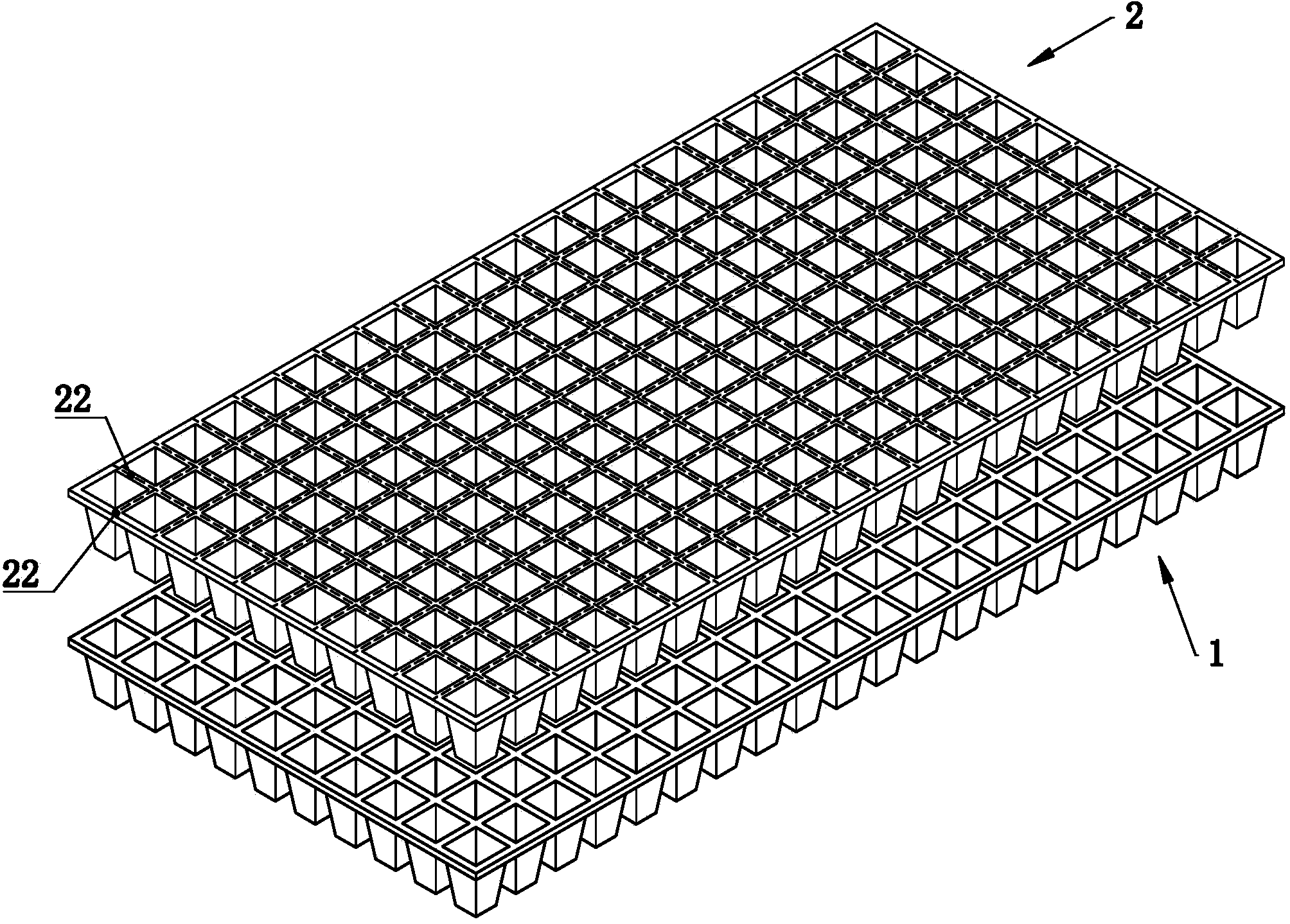 Composite pot body seedling raising tray and method for performing pot body seedling raising and pot seedling transplanting through same