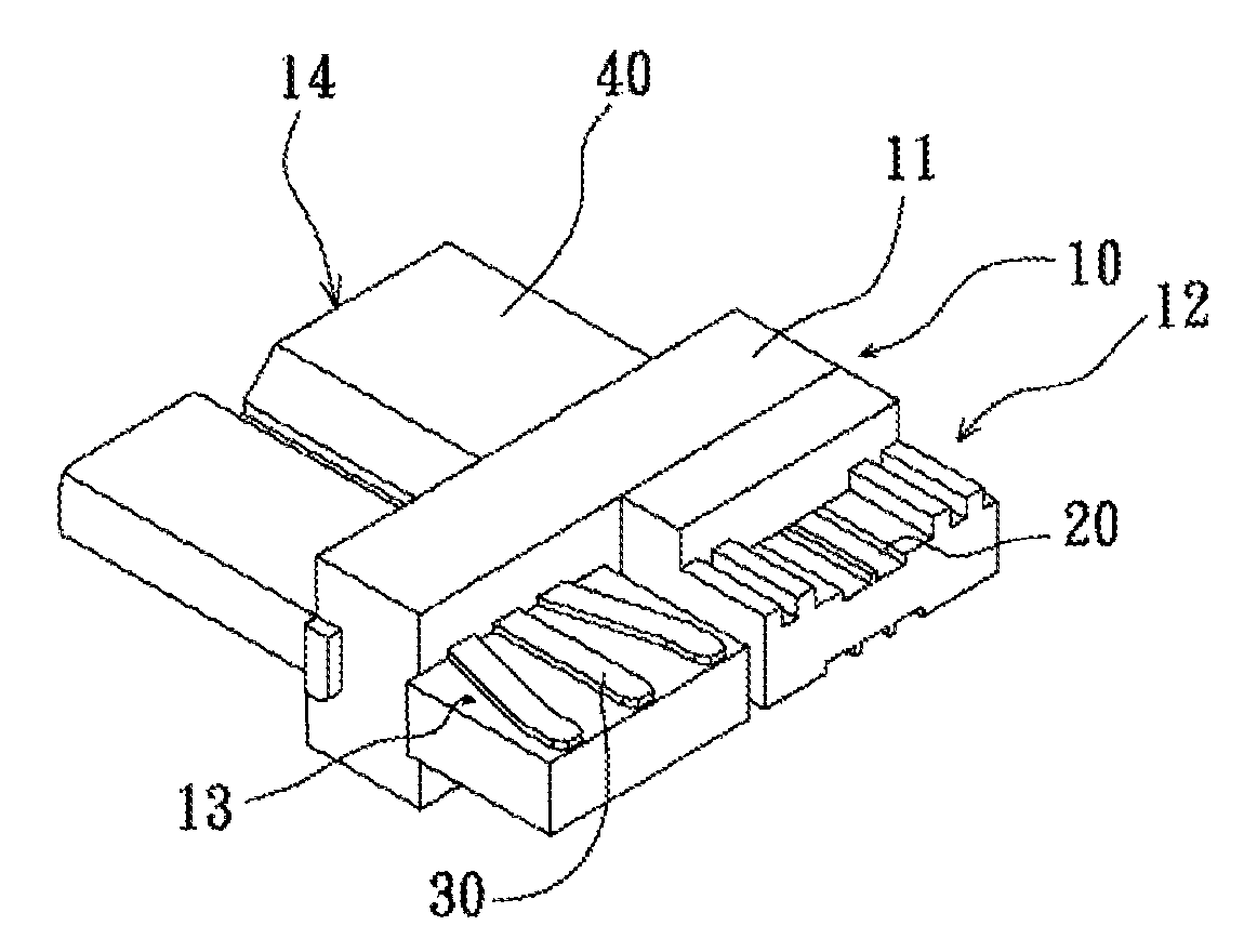 Electrical connector with adjacent terminals bent outward