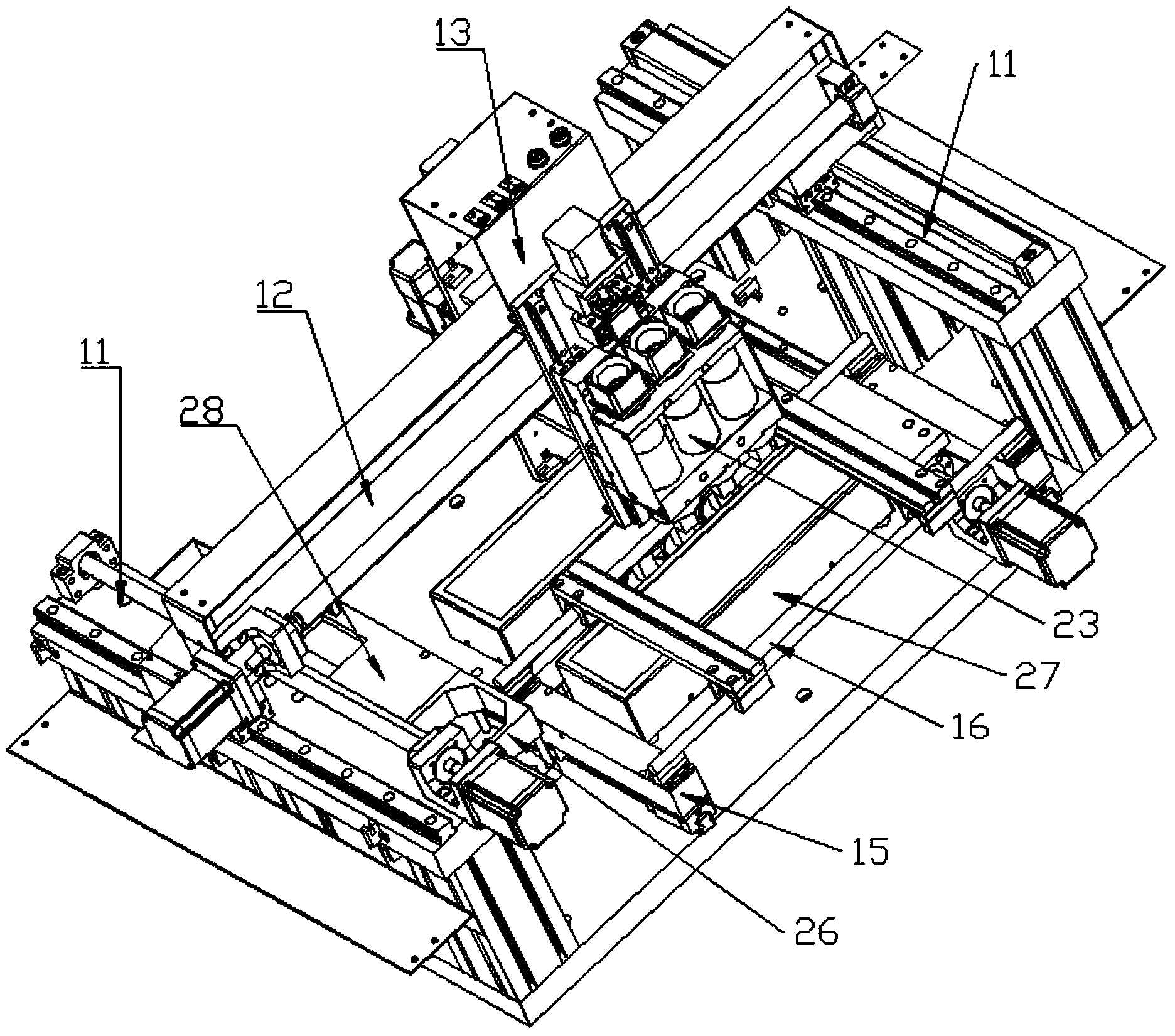 Eight-shaft-moving chip repairing and attaching device and method with visual positioning function