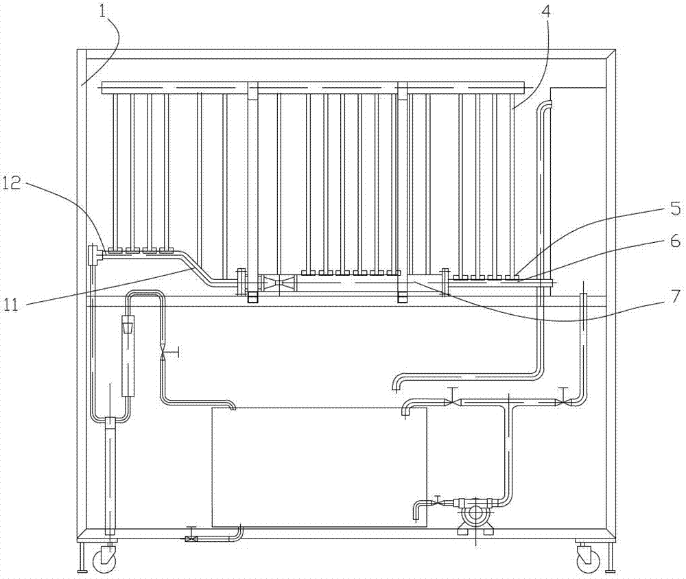 Method for mounting fluid energy conversion experimental sleeve type tube ruler multi-reference pressure measuring device