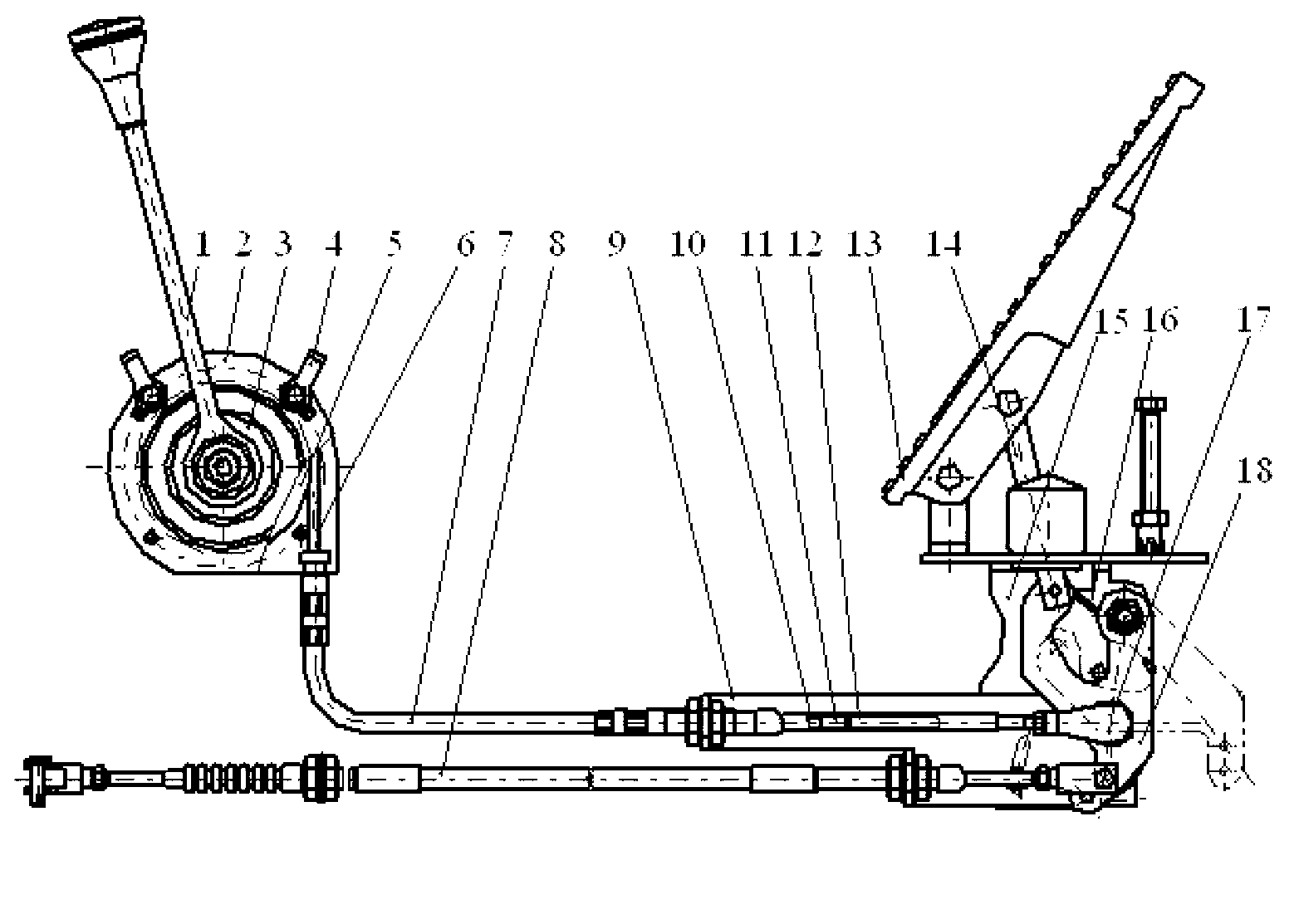 Manual accelerator joint control device of engineering mechanical oil supply system