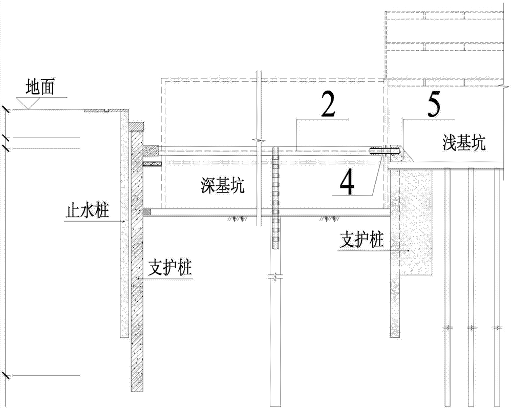 Shallow-to-deep foundation pit supporting structure and method