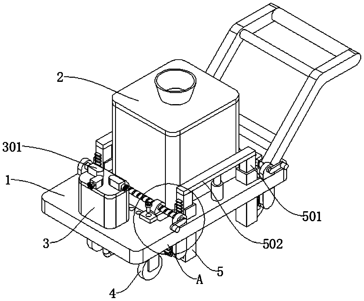 Irrigation device for agricultural machinery