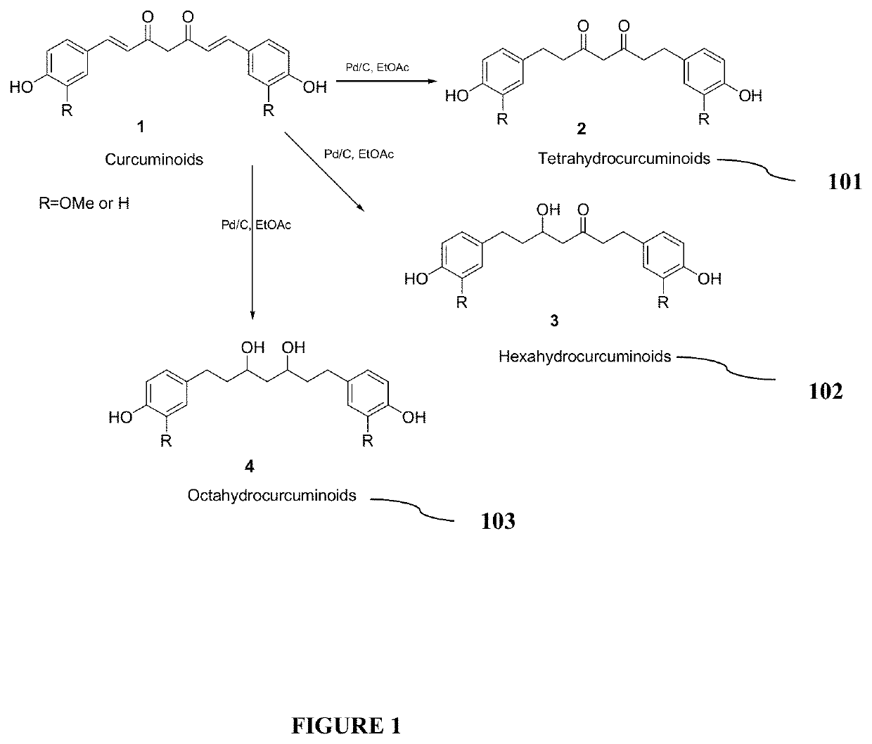 Process for preparation of bioavailable white curcumin—a unique blend of hydrogenated curcuminoids