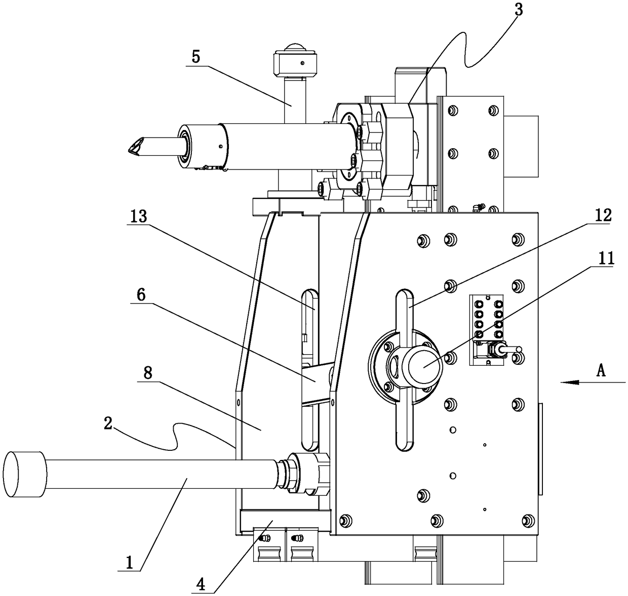 Blowing needle base mechanism for blow molding die